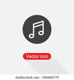 Music Icon, Note Icon Vector Illustration On Light Gray Background Eps10
