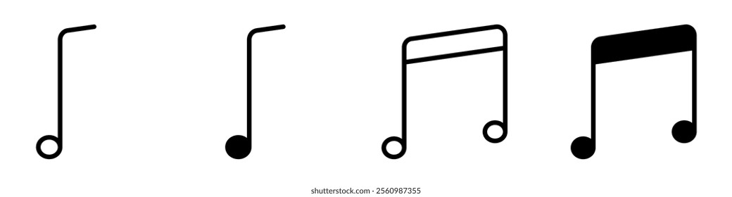 Music Icon, Music notes icon set.  Line and glyph music key. Music note collection.