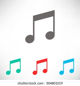 Music icon. Notes. Set of varicolored icons.