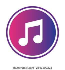 Music icon on button isolated on transparent or white background, vector illustration.
