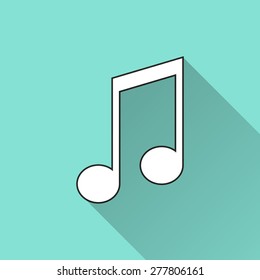 Music icon on a green background. Vector illustration, flat design. 