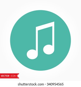 Music  icon  on green background. Vector illustration.