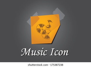 Music icon on note paper