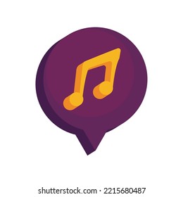 music icon on speech bubble over white