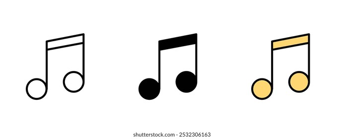 Music icon in outline, silhouette and editable colors in unexpandable vector form,music icon,