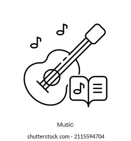 music icon. Outline style icon design isolated on white background