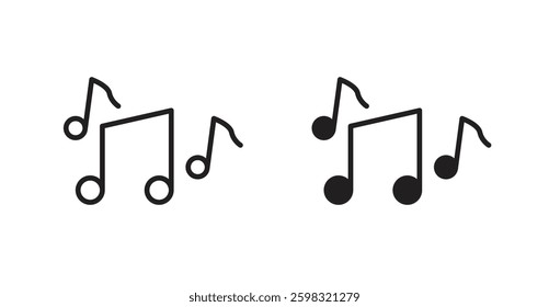 Music icon outlined icon vector collection.