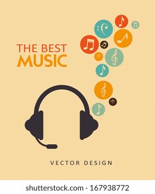 The music icon over beige background vector illustration