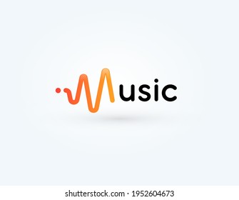 Music icon, radio wave logotype, soundwave symbol. Sound impulse logo design for voice and audio record studio, music store brand design, audio recording company. Vector illustration