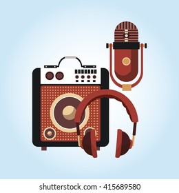 Music icon. Retro concept. Flat illustration, editable vector
