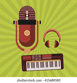 Music icon. Retro concept. Flat illustration, editable vector