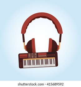 Music icon. Retro concept. Flat illustration, editable vector