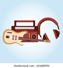 Music icon. Retro concept. Flat illustration, editable vector