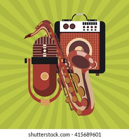 Music icon. Retro concept. Flat illustration, editable vector