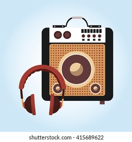 Music icon. Retro concept. Flat illustration, editable vector