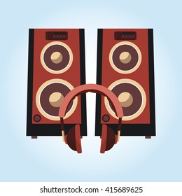 Music icon. Retro concept. Flat illustration, editable vector