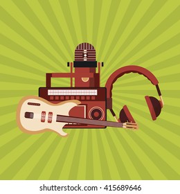 Music icon. Retro concept. Flat illustration, editable vector