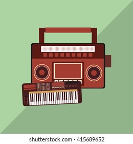 Music icon. Retro concept. Flat illustration, editable vector