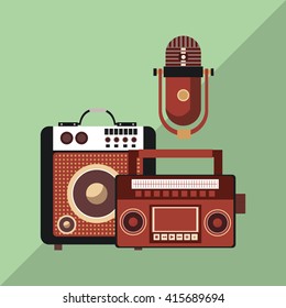 Music icon. Retro concept. Flat illustration, editable vector