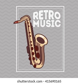 Music icon. Retro concept. Flat illustration, editable vector