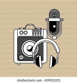 Music icon. Retro concept. Flat illustration