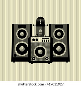 Music icon. Retro concept. Flat illustration