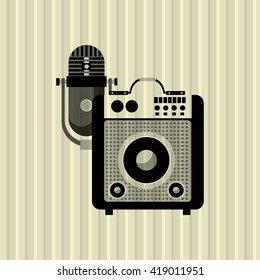 Music icon. Retro concept. Flat illustration