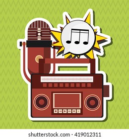 Music icon. Retro concept. Flat illustration