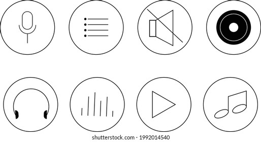 conjunto de iconos de música ,8 icono de conjunto de música con fondo blanco