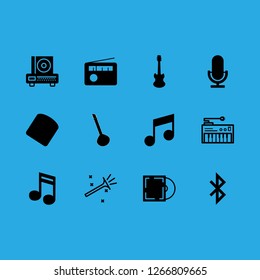 music icon set about guitar, synthesizer, microphone and trumpet vector set