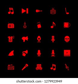 music icon set about pause, guitar, rock and melody vector set