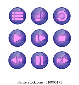 Music icon set , badges, buttons, elements, isolated on white background. 