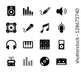 Music Icon set Black and White