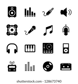 Music Icon set Black and White