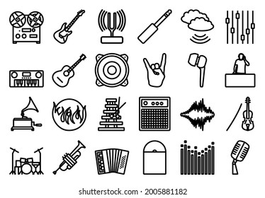 Music Icon Set. Bold outline design with editable stroke width. Vector Illustration.