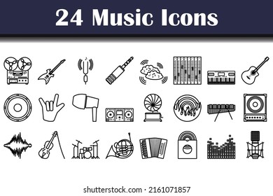 Music Icon Set. Bold outline design with editable stroke width. Vector Illustration.