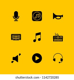 music icon set. cassette, music file and piano vector icon for graphic design and web