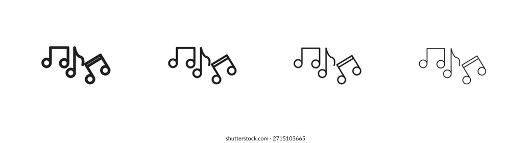 Conjunto de iconos de música. Una colección de simples iconos negros de trazos finos