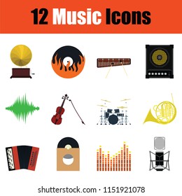 Music icon set. Color  design. Vector illustration.