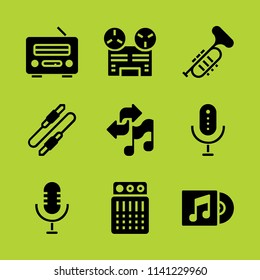 music icon set. With compact disc, musical note and radio  vector icons for graphic design and web
