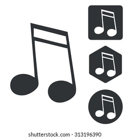 Music icon set, doubled sixteenth note, monochrome, isolated on white