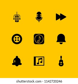 music icon set. music file, button and microphone vector icon for graphic design and web