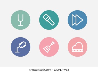 Music icon set and forward with octave, bouzouki and microphone. Next related music icon vector for web UI logo design.