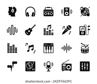 Music icon set isolated on white background