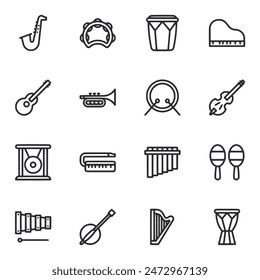 Music icon set isolated on white