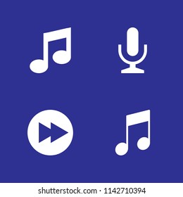 music icon set. microphone, fast forward and musical note vector icon for graphic design and web