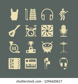 music icon set with microphone, headphones and podium vector illustration