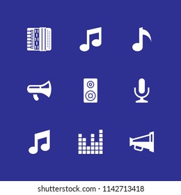 music icon set. microphone, sound bars and speaker vector icon for graphic design and web