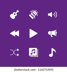 music icon set. musical note, rewind and quaver vector icon for graphic design and web