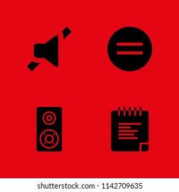 music icon set. notes, equal and mute vector icon for graphic design and web
